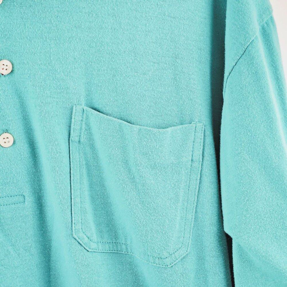 Knights of Round Table Mens Size L Polo Shirt Teal Purple Collar Retro 90s - Picture 7 of 7
